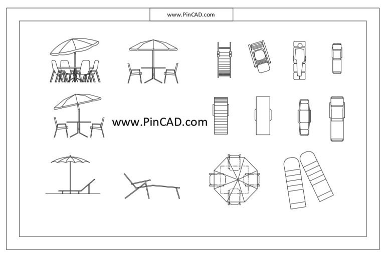 Outdoor furniture cad blocks free Download - PinCad