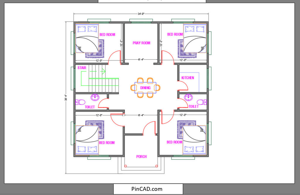 4bhk duplex house plan