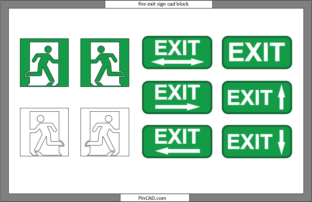 fire exit sign cad block