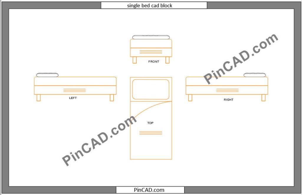 single bed cad block