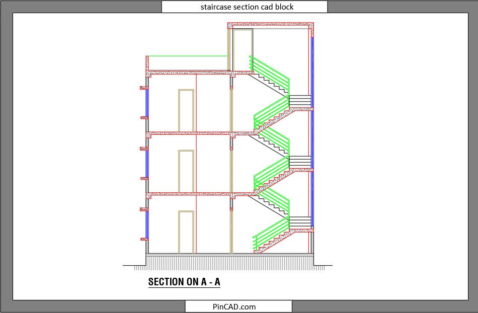 staircase section cad block