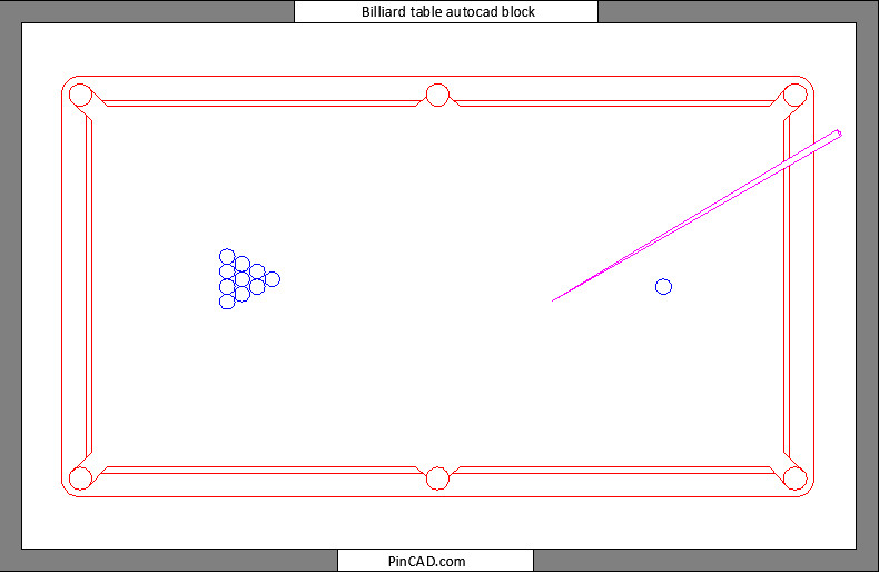 billiard table autocad block