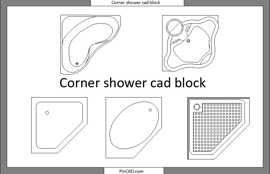 corner shower cad block