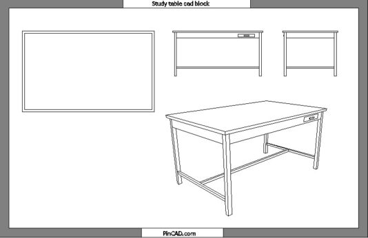 study table cad block