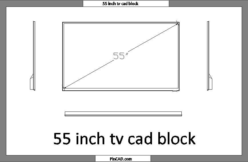 55 inch tv cad block