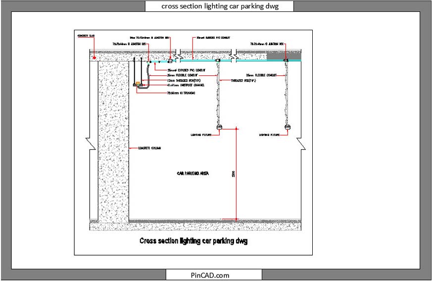 cross section lighting car parking dwg