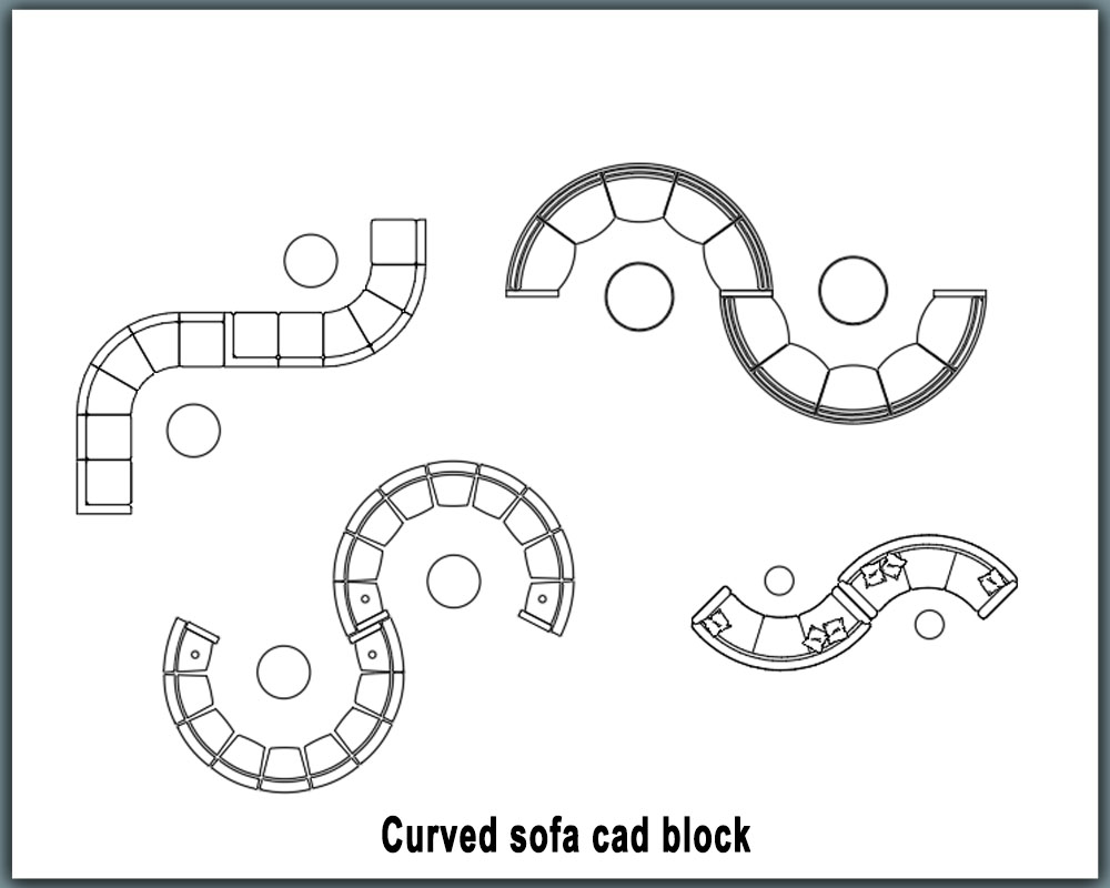 curved sofa cad block
