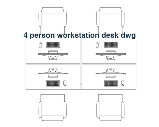 4 person workstation desk dwg