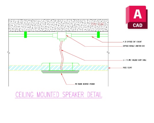 Ceiling Mounted Speaker Detail Dwg