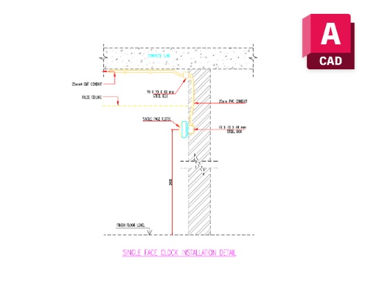 Single Face Clock Installation Detail Dwg