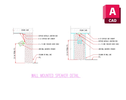Wall Mounted Speaker Detail Dwg