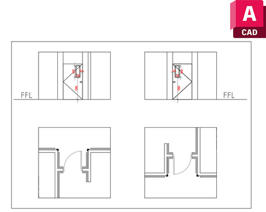 door elevation with vision glass dwg
