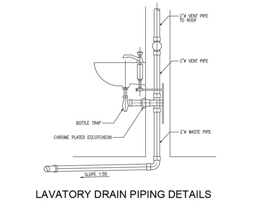 lavatory drain piping details dwg